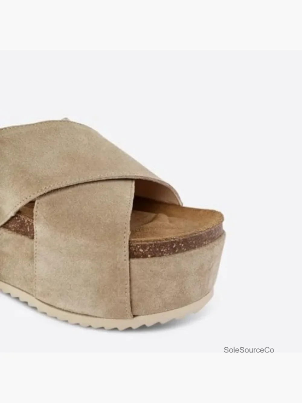 Women's Suede Platform Sandals Cork Footbed Flatform Slide Sandals Criss Cross